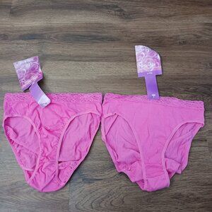 2 New Vintage Jordache Cotton Lace Pink Panties Size 5